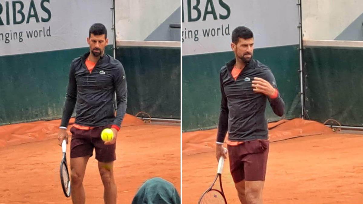 Novak Đoković trenirao po kiši na Rolan Garosu Novak Đoković trenirao po kiši na Rolan Garosu